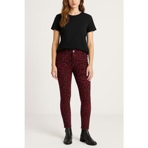 Social Standard by Sanctuary Leopard Print Ankle Skinny Jeans Red 6